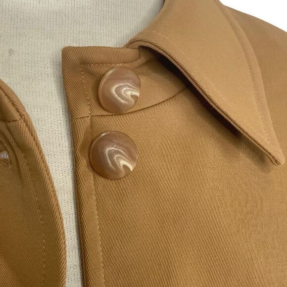 Gianni US M EU L Tan Long Jacket  Blonde Retro Classic Minimalist Trench Coat - Picture 8 of 12
